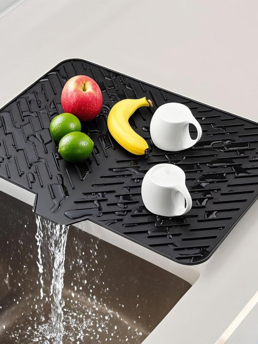 Silicone Dish Drying Mat with Built-In Drain Spout – Heat-Resistant Non-Slip